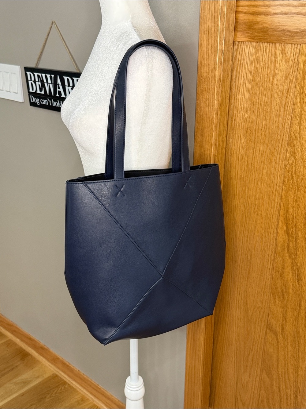 Walter Baker Navy Leather Tote